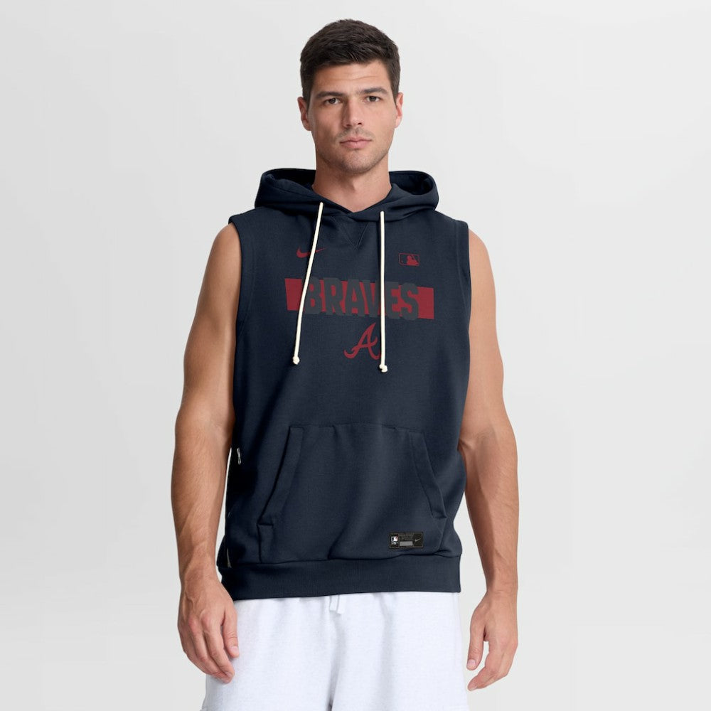 Atlanta Braves Nike Authentic Collection Standard Issue Dri-FIT Sleeveless Hoodie - Navy Hoodies