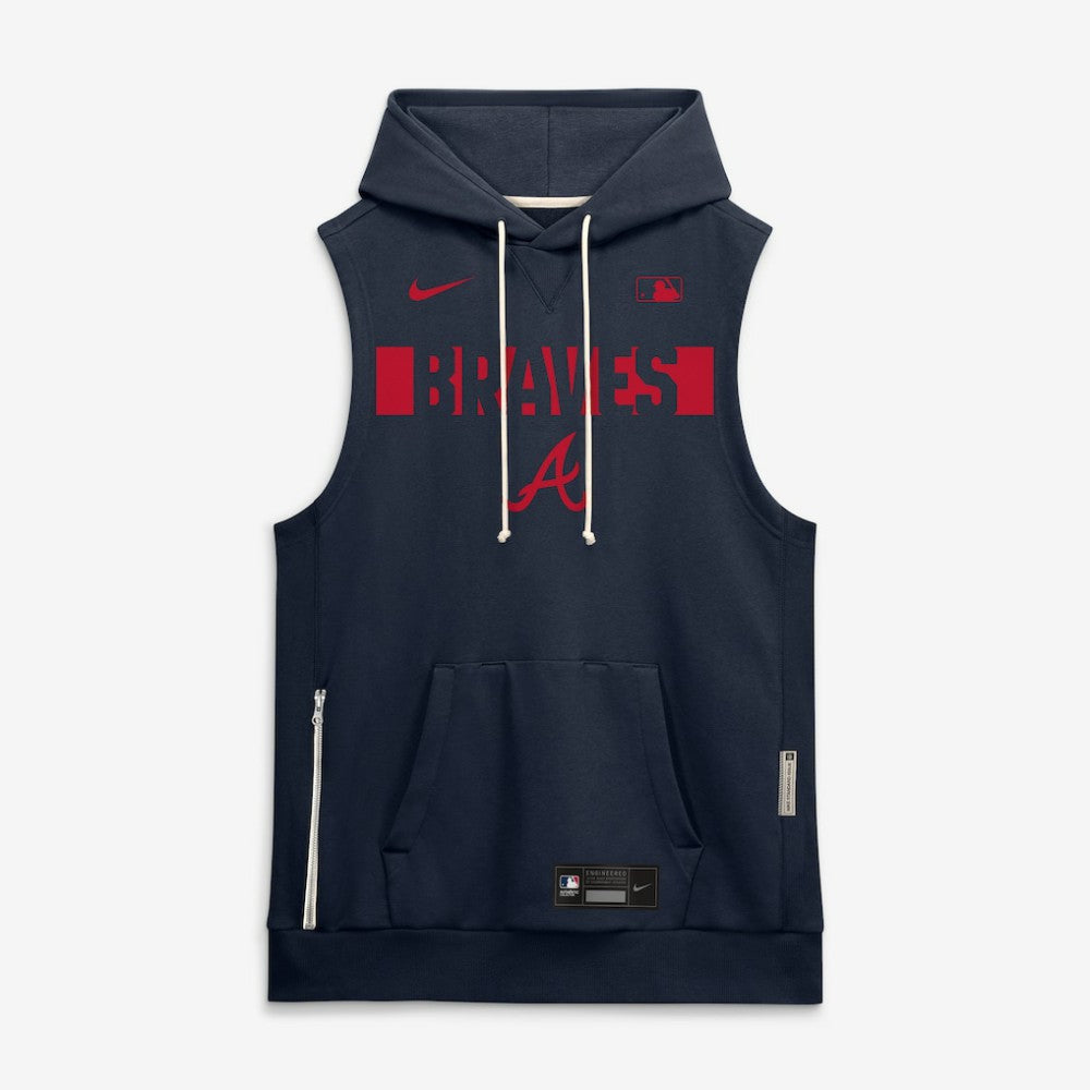 Atlanta Braves Nike Authentic Collection Standard Issue Dri-FIT Sleeveless Hoodie - Navy Hoodies