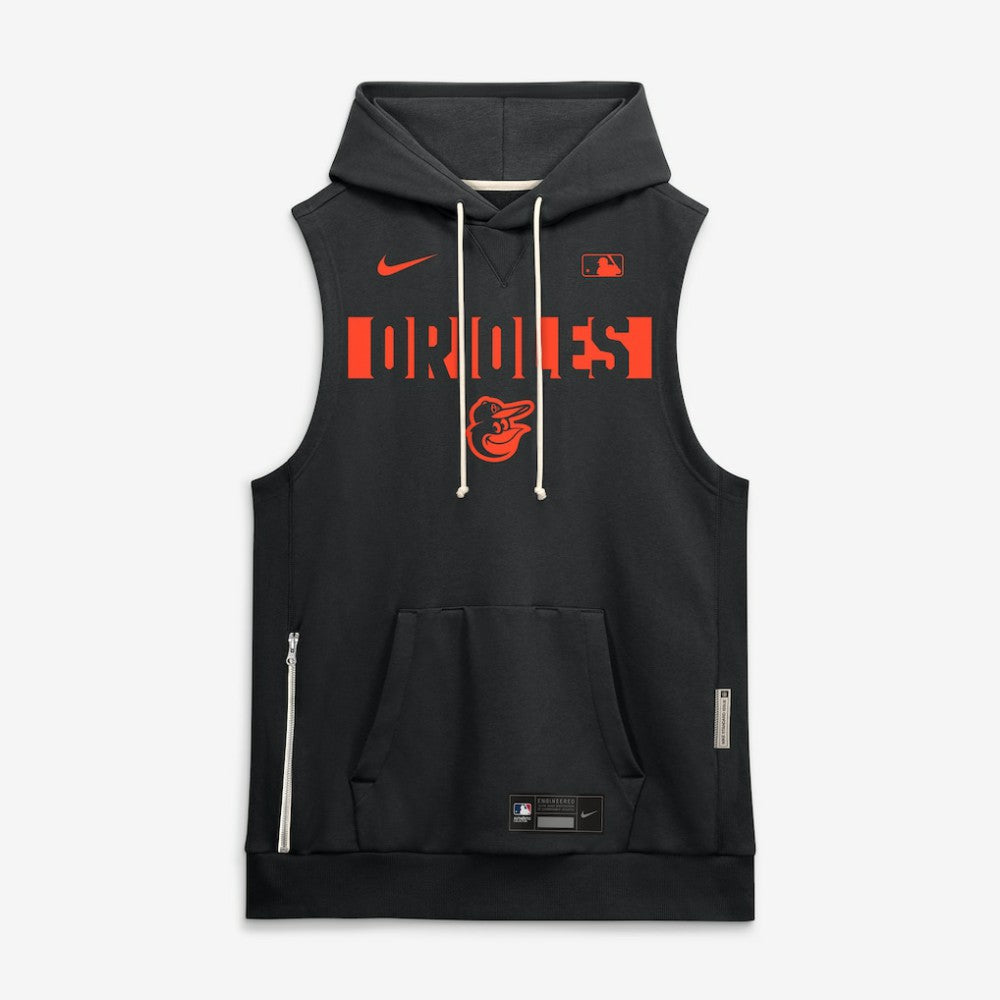 Baltimore Orioles Nike Authentic Collection Standard Issue Dri-FIT Sleeveless Hoodie - Black Hoodies