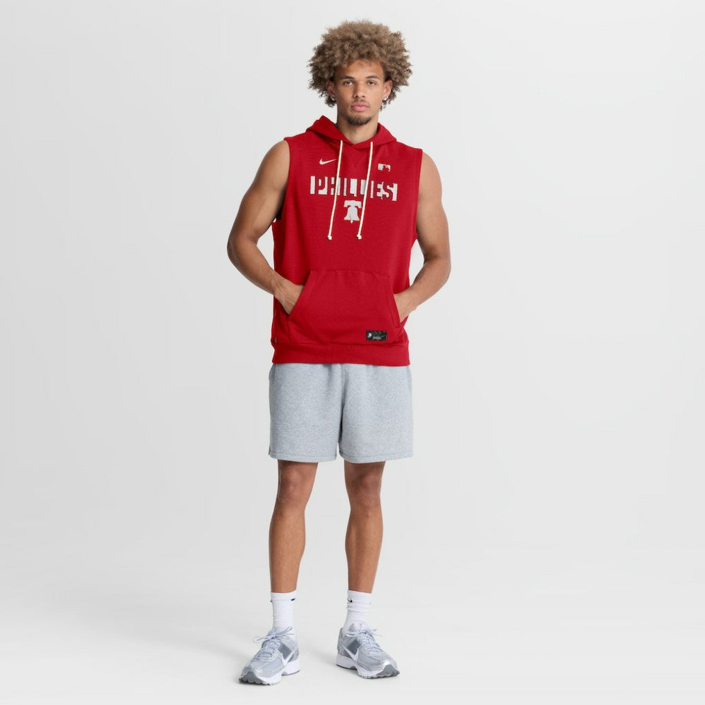 Philadelphia Phillies Nike Authentic Collection Standard Issue Dri-FIT Sleeveless Hoodie - Red Hoodies