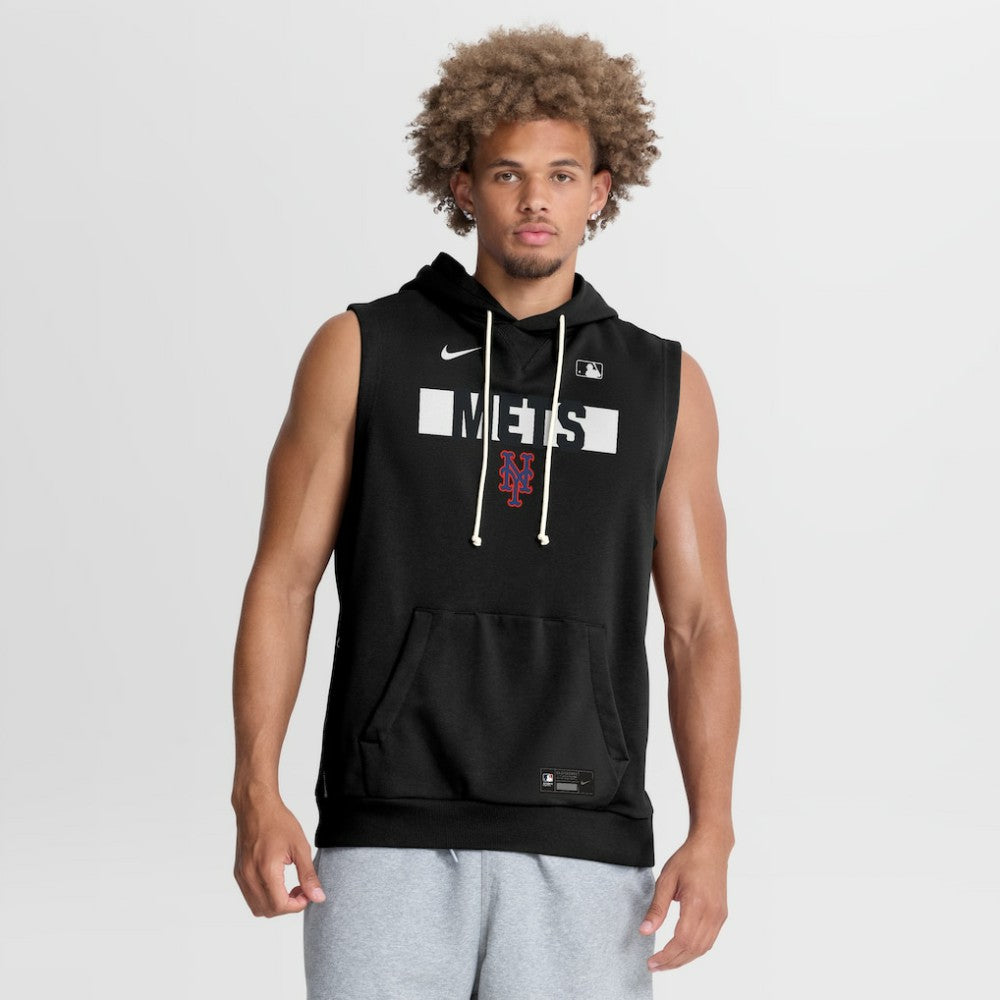 New York Mets Nike Authentic Collection Standard Issue Dri-FIT Sleeveless Hoodie - Black Hoodies