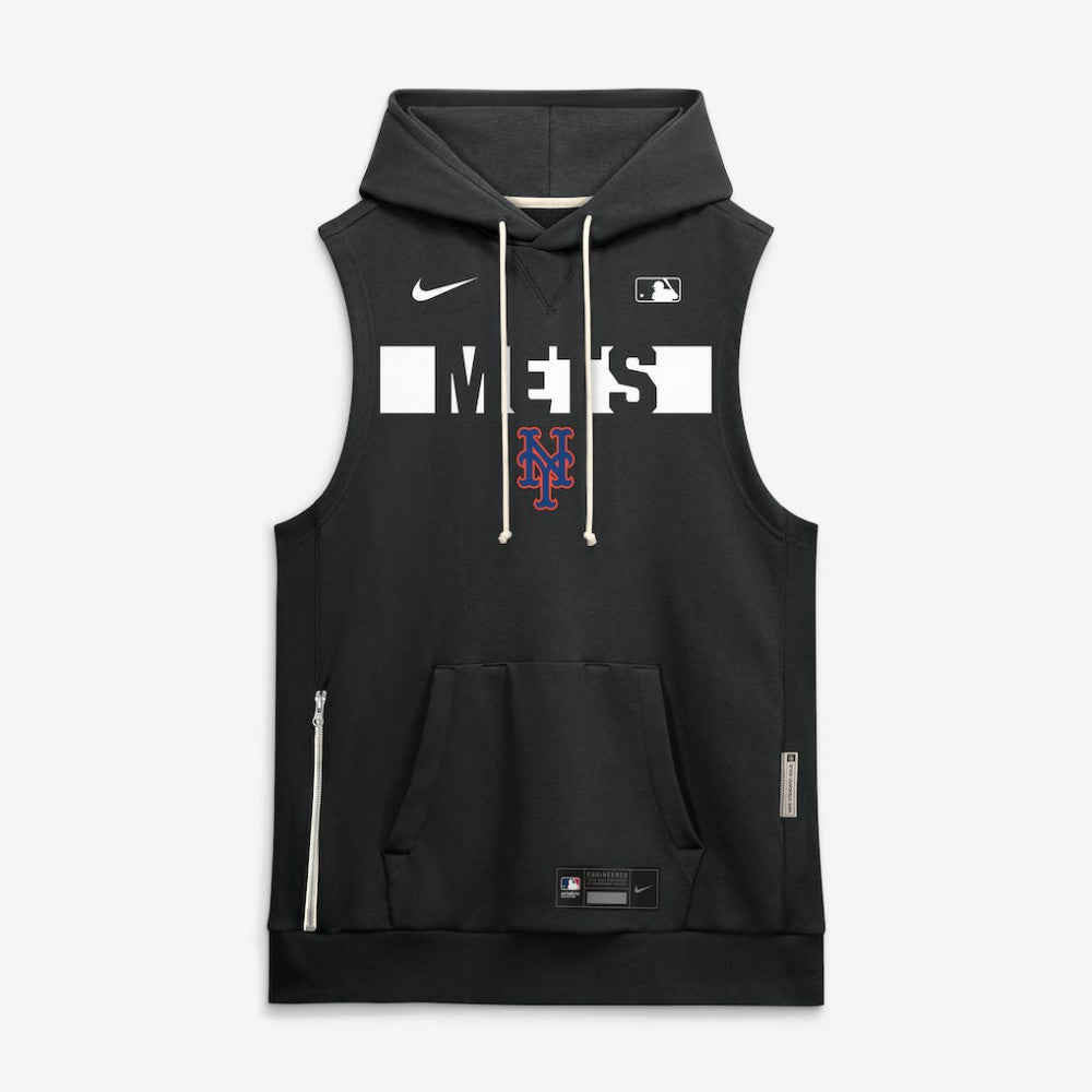 New York Mets Nike Authentic Collection Standard Issue Dri-FIT Sleeveless Hoodie - Black Hoodies