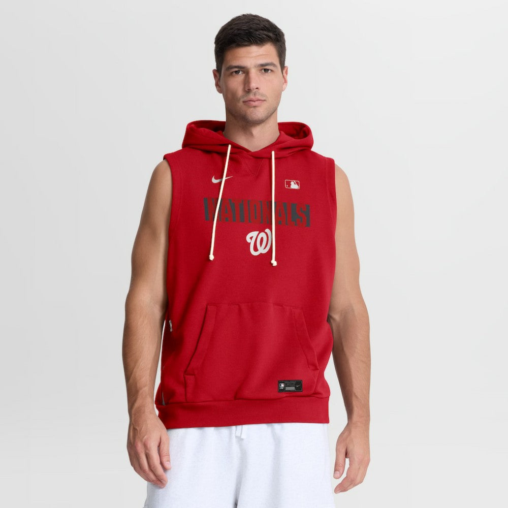 Washington Nationals Nike Authentic Collection Standard Issue Dri-FIT Sleeveless Hoodie - Red Hoodies