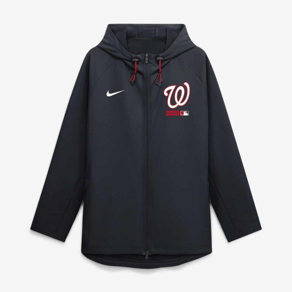 Washington Nationals Nike Authentic Collection Raglan Therma-FIT Full-Zip Hooded Jacket - Navy Jackets