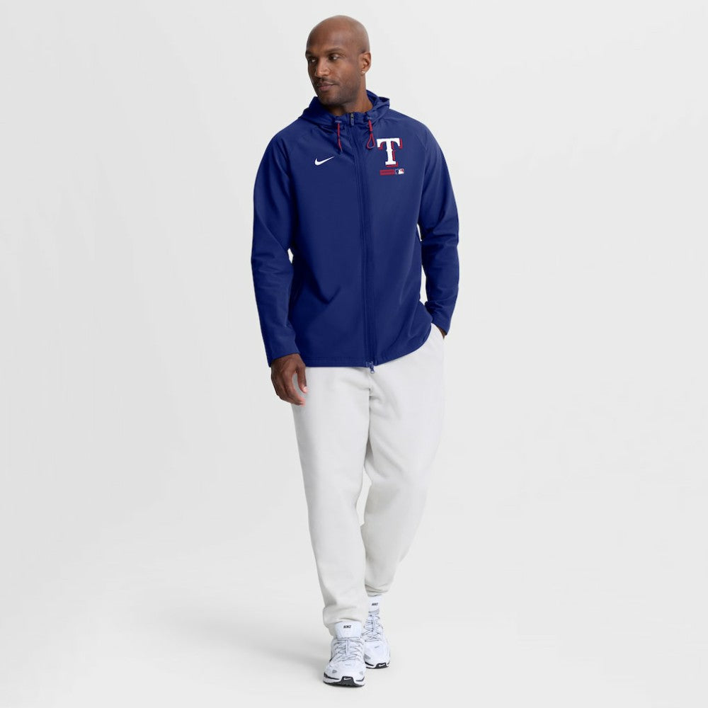 Texas Rangers Nike Authentic Collection Raglan Therma-FIT Full-Zip Hooded Jacket - Royal Jackets