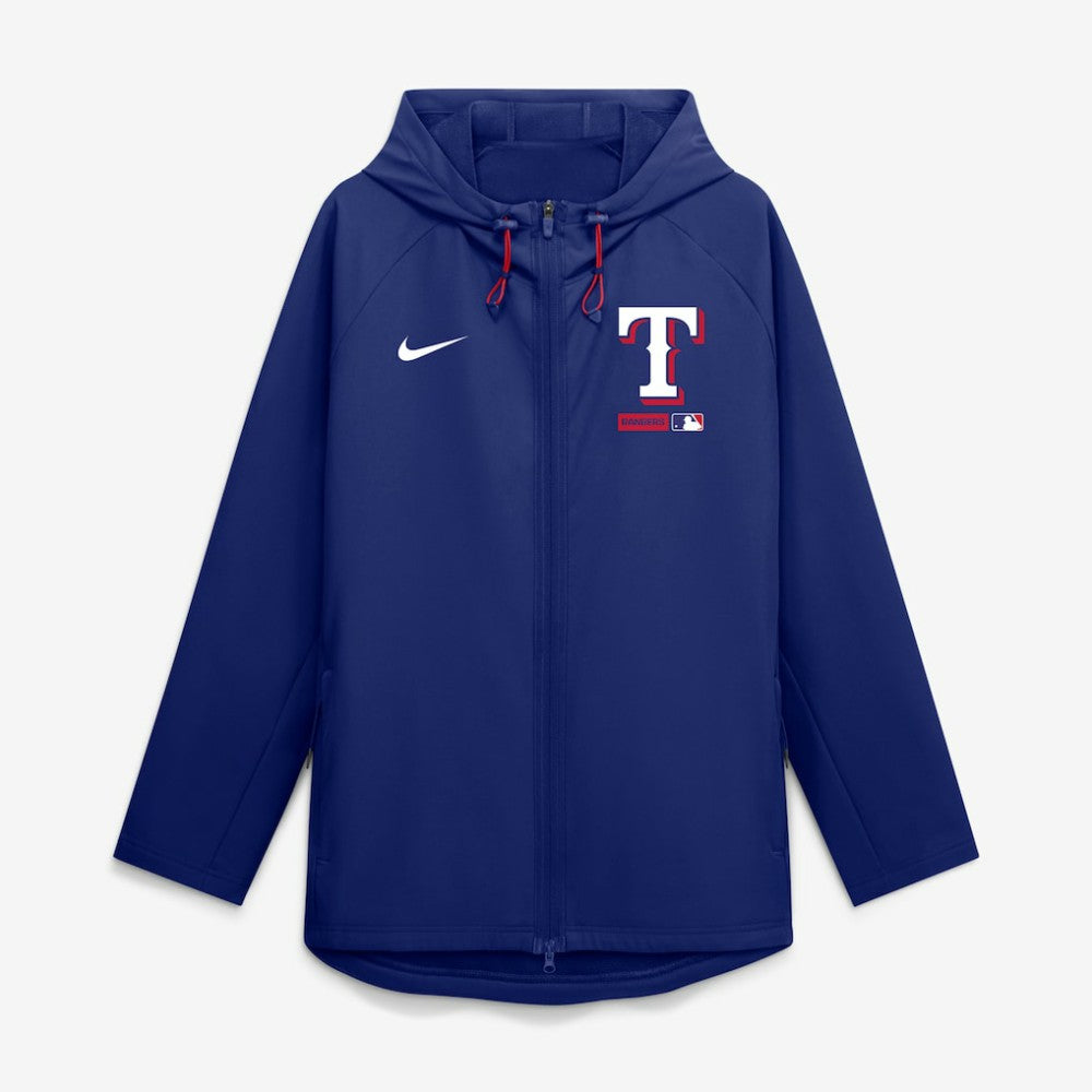 Texas Rangers Nike Authentic Collection Raglan Therma-FIT Full-Zip Hooded Jacket - Royal Jackets