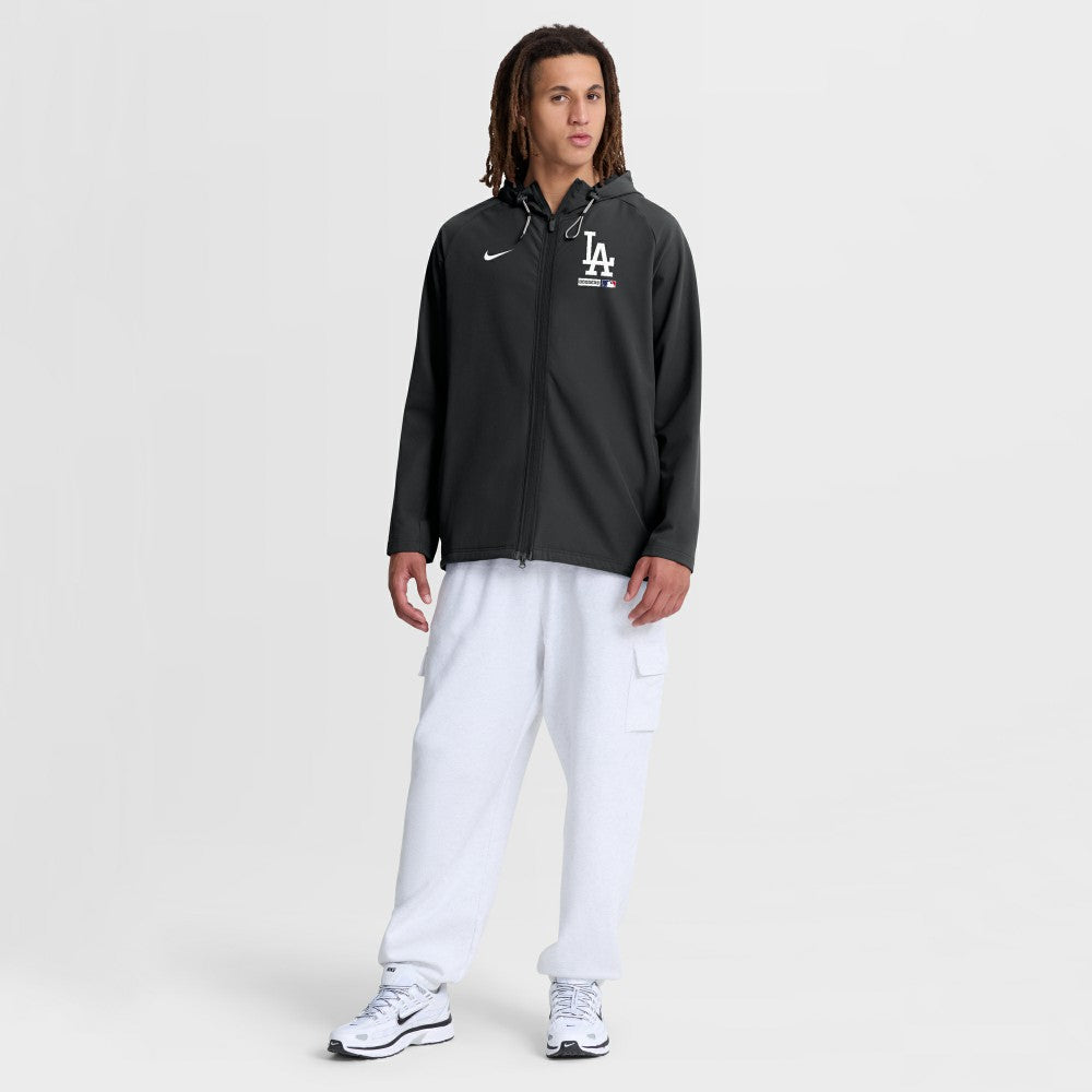 Los Angeles Dodgers Nike Authentic Collection Raglan Therma-FIT Full-Zip Hooded Jacket - Black Jackets
