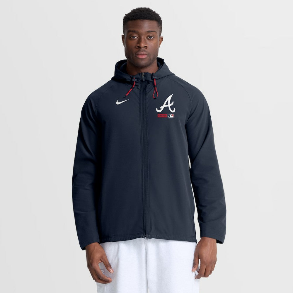 Atlanta Braves Nike Authentic Collection Raglan Therma-FIT Full-Zip Hooded Jacket - Blue Jackets