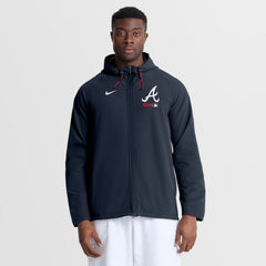 Atlanta Braves Nike Authentic Collection Raglan Therma-FIT Full-Zip Hooded Jacket - Blue Jackets