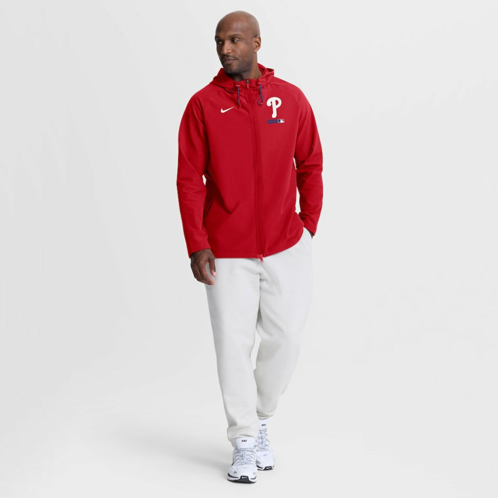 Philadelphia Phillies Nike Authentic Collection Raglan Therma-FIT Full-Zip Hooded Jacket - Red Jackets