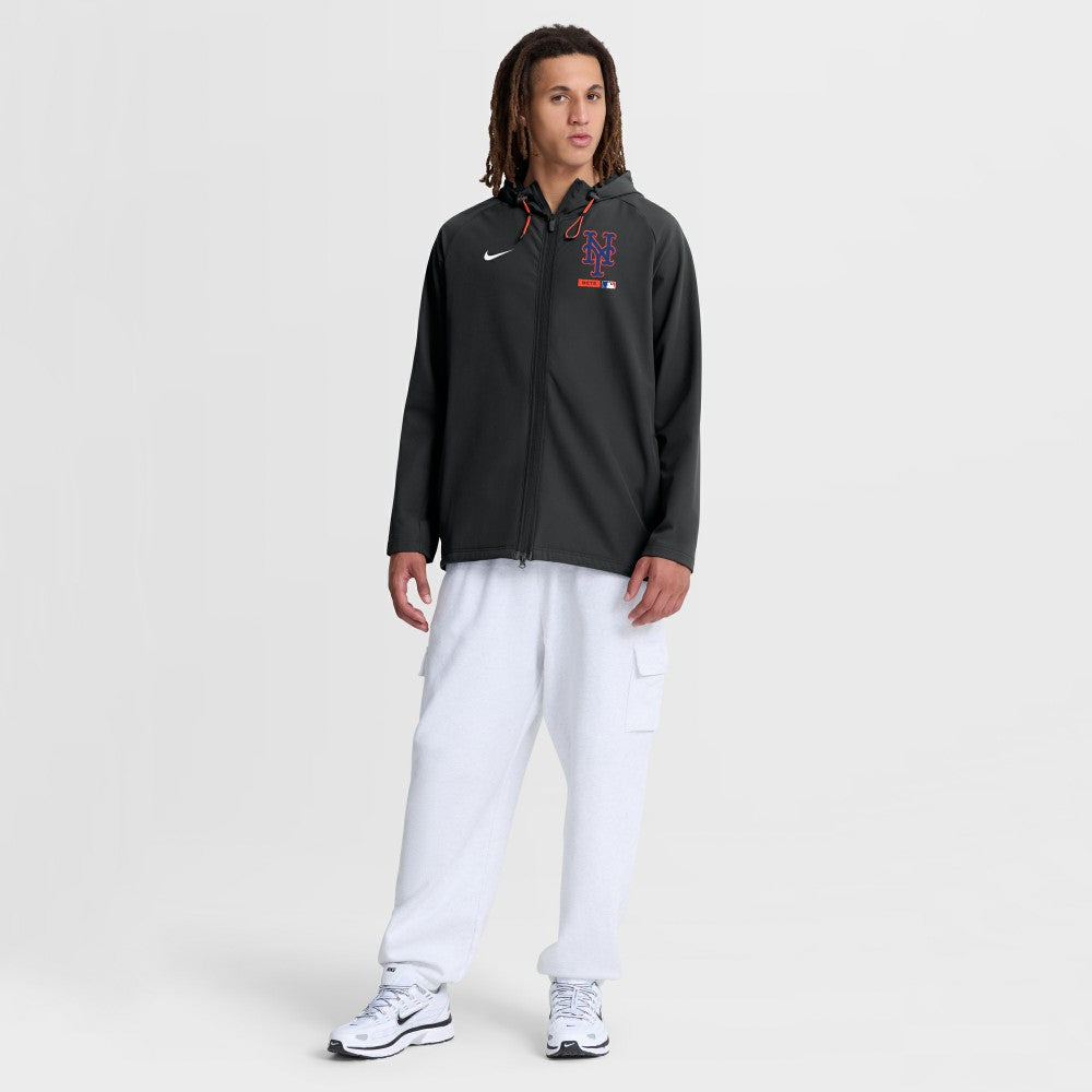 New York Mets Nike Authentic Collection Raglan Therma-FIT Full-Zip Hooded Jacket - Black Jackets