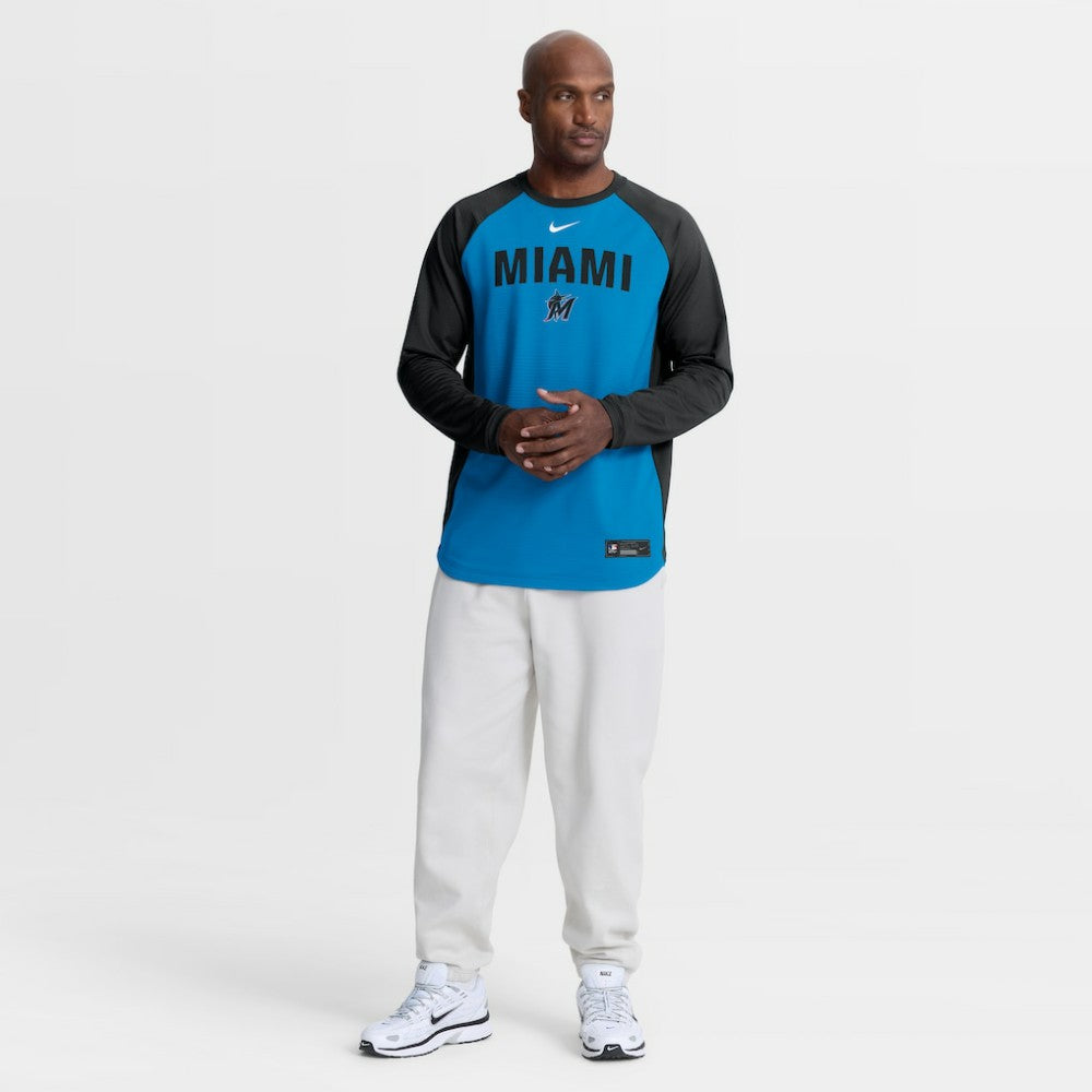 Miami Marlins Nike Authentic Collection Raglan Dri-FIT Sweatshirt - Blue Sweatshirts