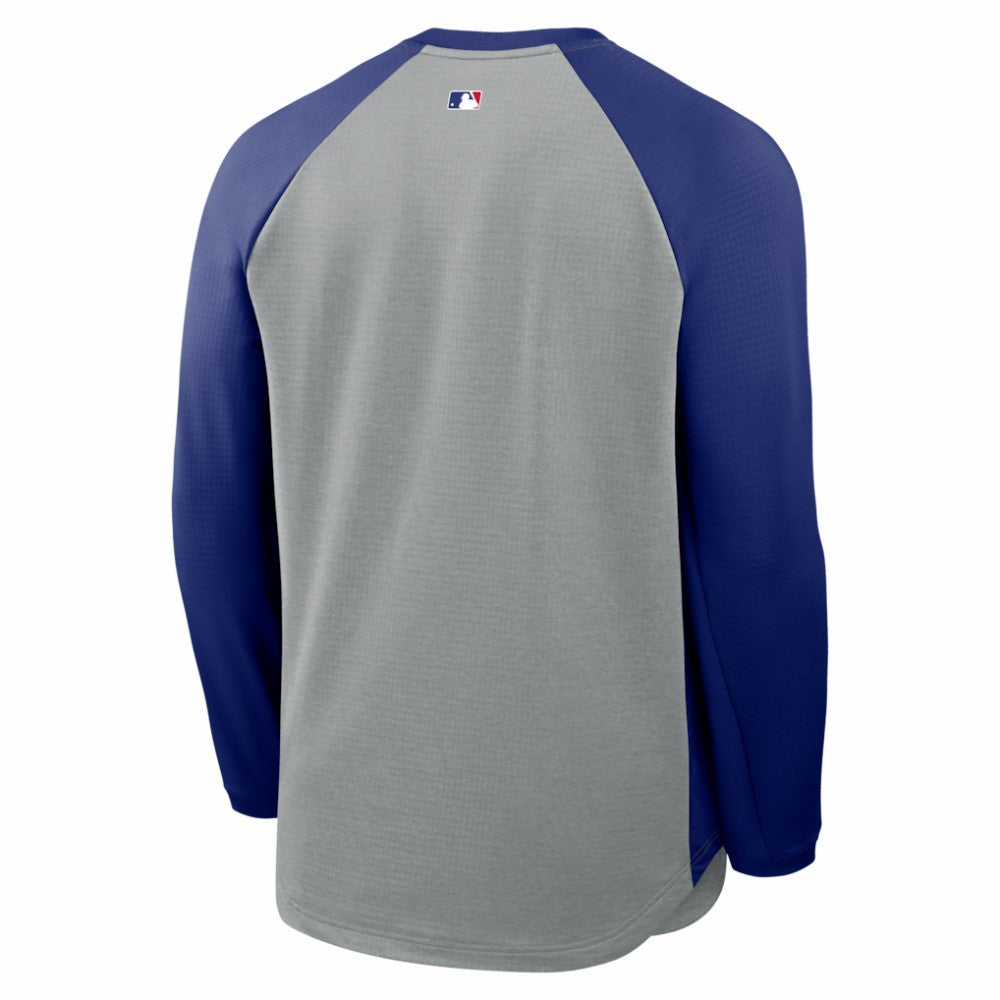 Los Angeles Dodgers Nike Authentic Collection Raglan Dri-FIT Sweatshirt - Heather Charcoal Sweatshirts