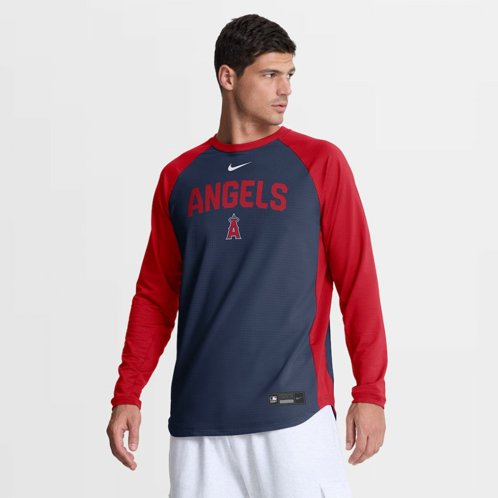 Los Angeles Angels Nike Authentic Collection Raglan Dri-FIT Sweatshirt - Navy Sweatshirts