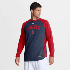 Los Angeles Angels Nike Authentic Collection Raglan Dri-FIT Sweatshirt - Navy Sweatshirts