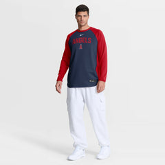 Los Angeles Angels Nike Authentic Collection Raglan Dri-FIT Sweatshirt - Navy Sweatshirts