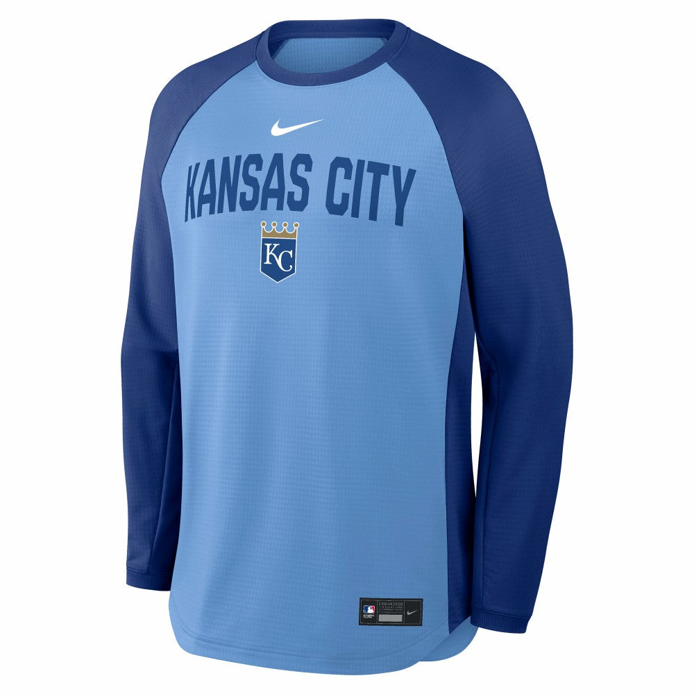 Kansas City Royals Nike Authentic Collection Raglan Dri-FIT Sweatshirt - Light Blue Sweatshirts