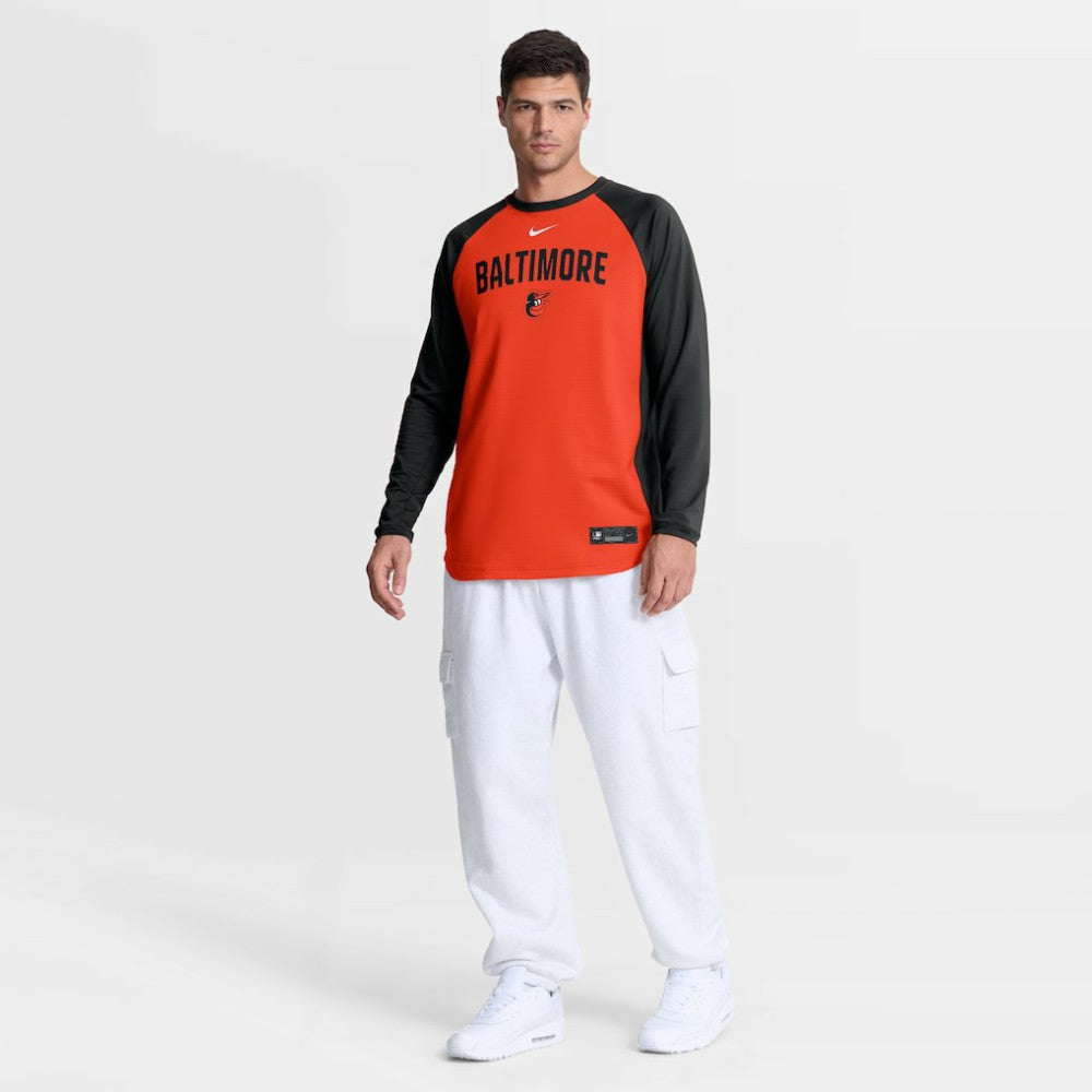 Baltimore Orioles Nike Authentic Collection Raglan Dri-FIT Sweatshirt - Orange Sweatshirts