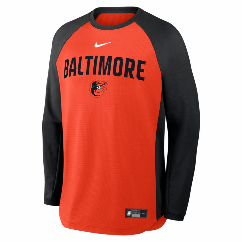 Baltimore Orioles Nike Authentic Collection Raglan Dri-FIT Sweatshirt - Orange Sweatshirts