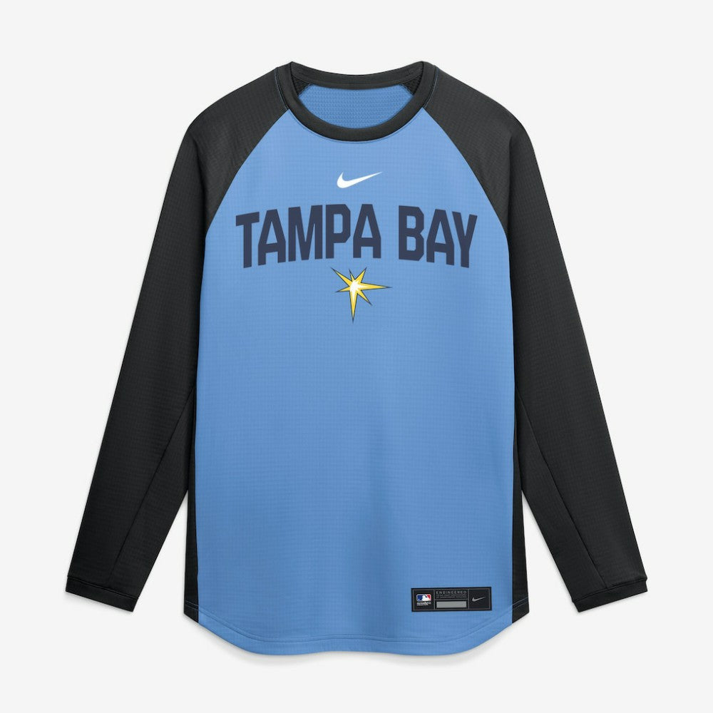 Tampa Bay Rays Nike Authentic Collection Raglan Dri-FIT Sweatshirt - Light Blue Sweatshirts