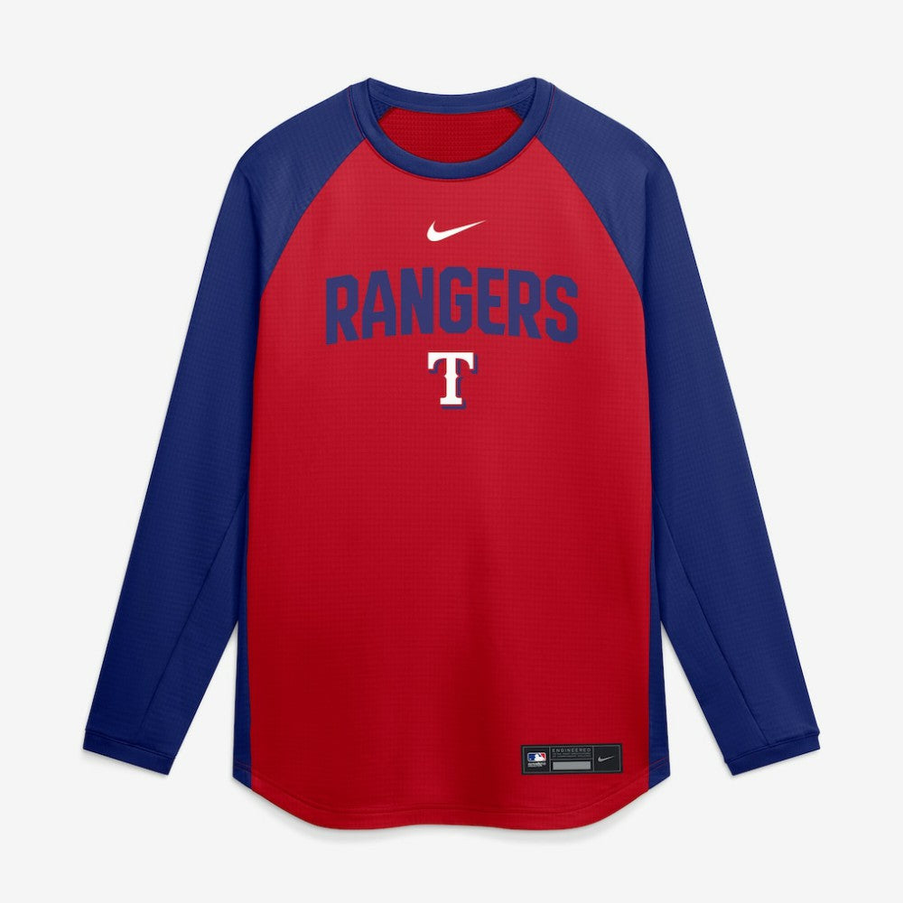 Texas Rangers Nike Authentic Collection Raglan Dri-FIT Sweatshirt - Red Sweatshirts