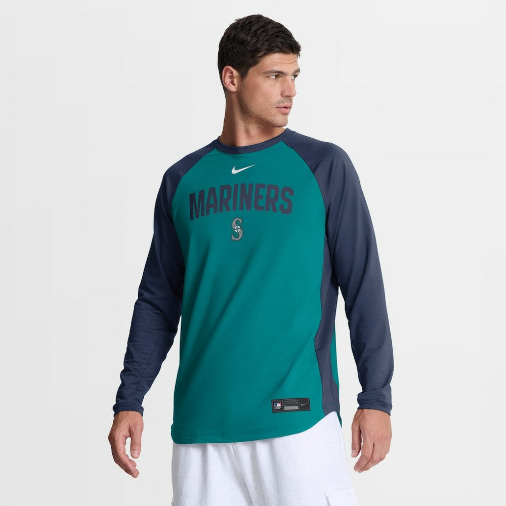 Seattle Mariners Nike Authentic Collection Raglan Dri-FIT Sweatshirt - Teal Sweatshirts