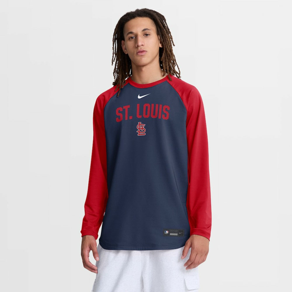 St. Louis Cardinals Nike Authentic Collection Raglan Dri-FIT Sweatshirt - Navy Sweatshirts