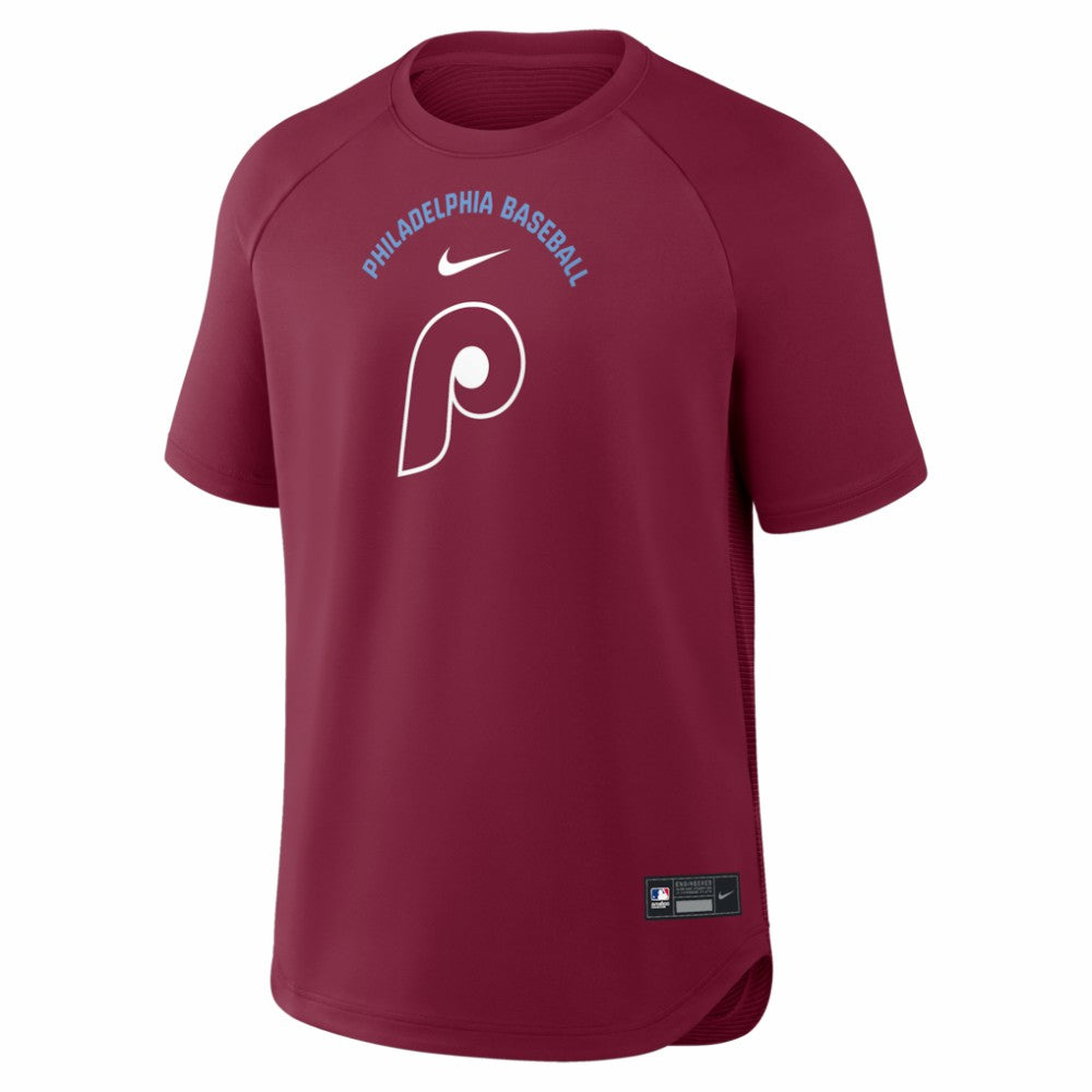 Philadelphia Phillies Nike Authentic Collection Batting Practice Pre-Game Raglan Dri-FIT Top - Burgundy Tops