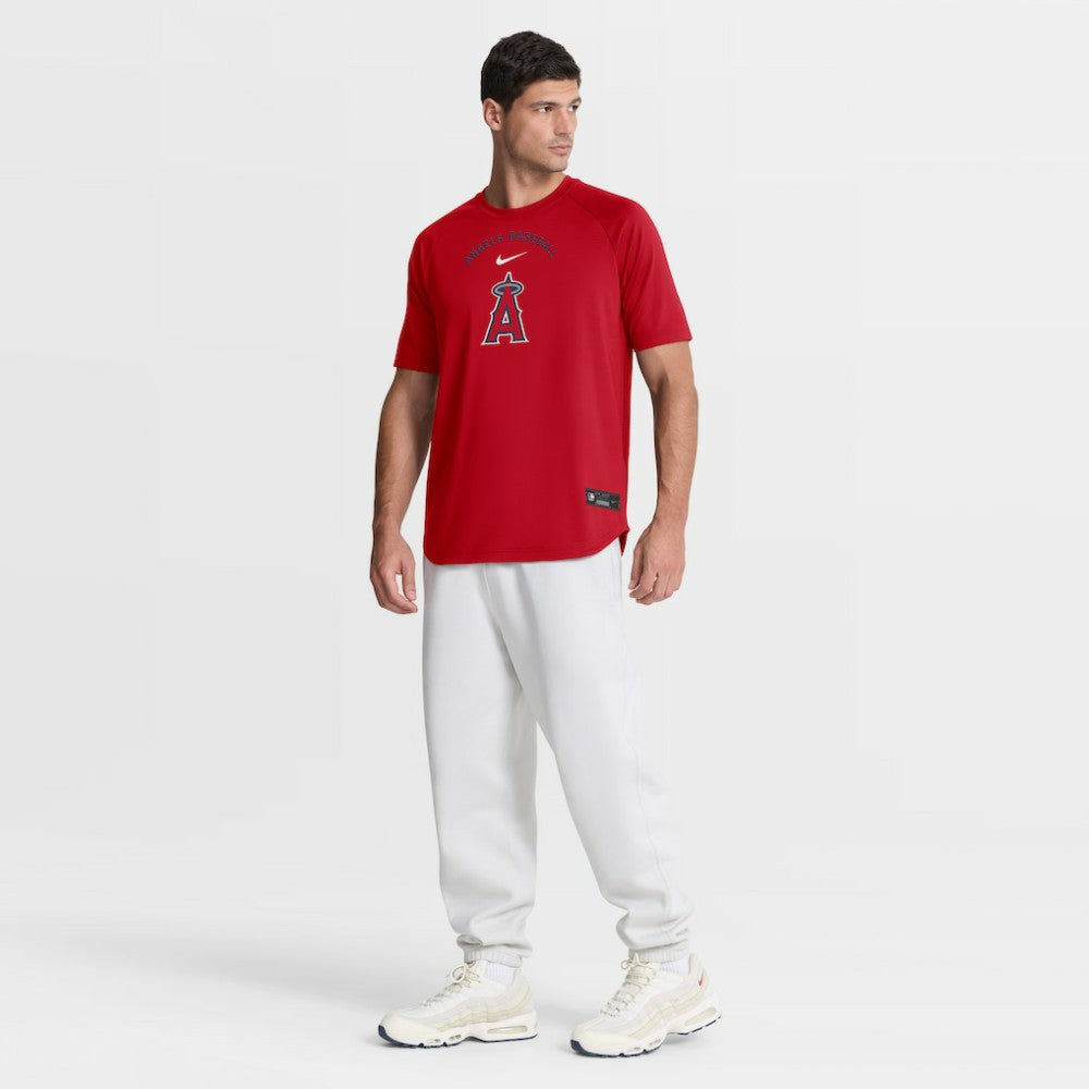 Los Angeles Angels Nike Authentic Collection Batting Practice Pre-Game Raglan Dri-FIT Top - Red Tops