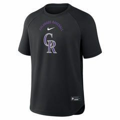 Colorado Rockies Nike Authentic Collection Batting Practice Pre-Game Raglan Dri-FIT Top - Black Tops