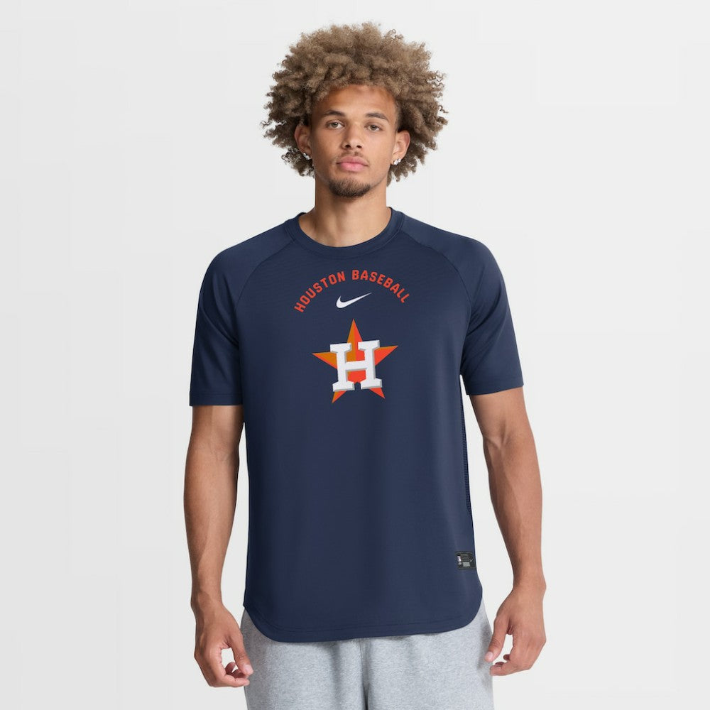 Houston Astros Nike Authentic Collection Batting Practice Pre-Game Raglan Dri-FIT Top - Navy Tops