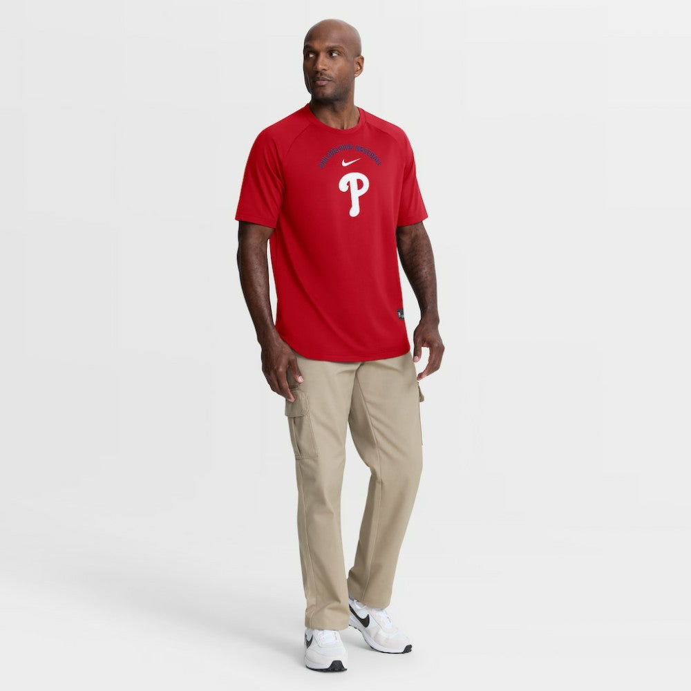 Philadelphia Phillies Nike Authentic Collection Batting Practice Pre-Game Raglan Dri-FIT Top - Red Tops