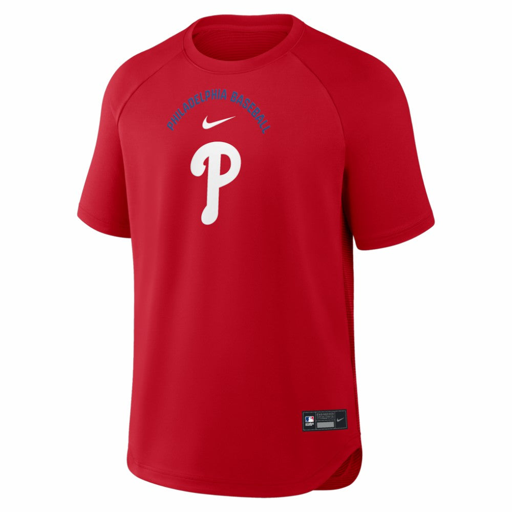 Philadelphia Phillies Nike Authentic Collection Batting Practice Pre-Game Raglan Dri-FIT Top - Red Tops