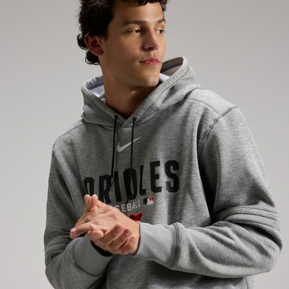 Baltimore Orioles Nike Authentic Collection Therma-FIT Hoodie - Heather Charcoal Hoodies