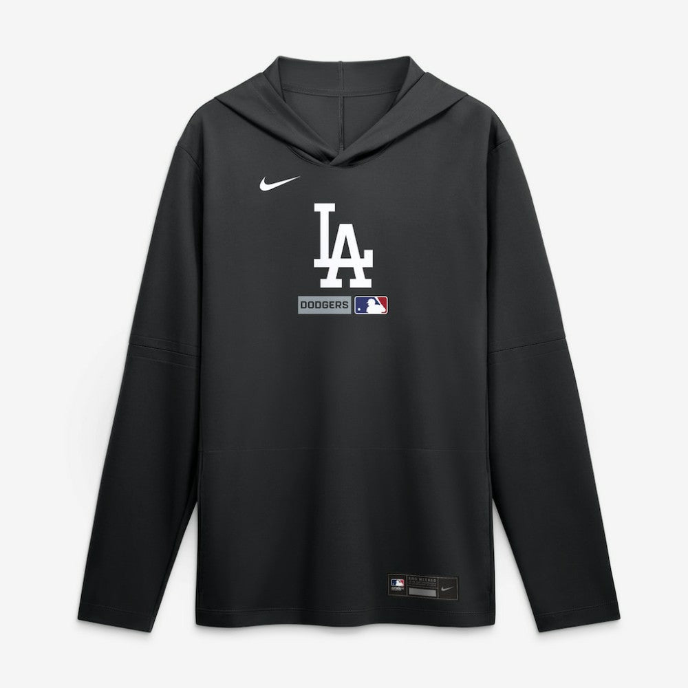 Los Angeles Dodgers Nike Authentic Collection Dri-FIT Long Sleeve Hooded T-Shirt - Black T-shirts