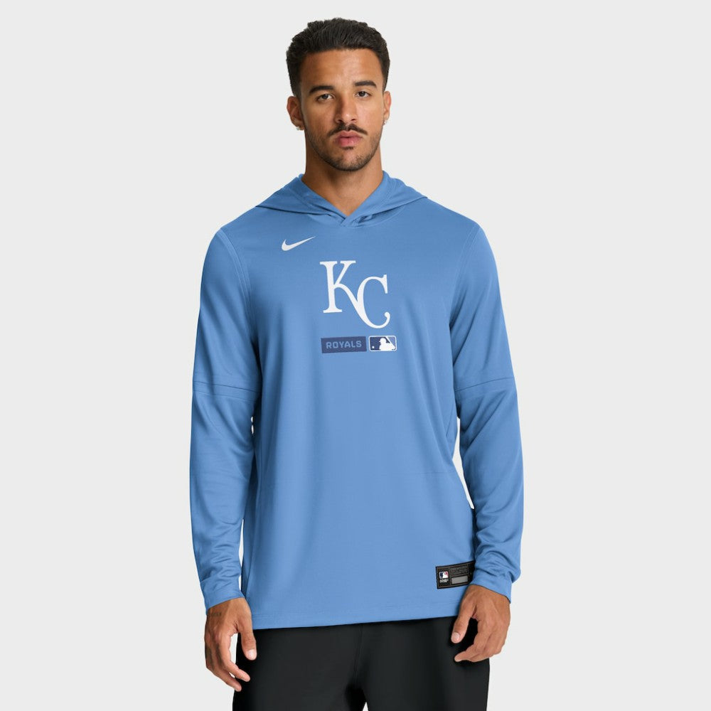 Kansas City Royals Nike Authentic Collection Dri-FIT Long Sleeve Hooded T-Shirt - Light Blue T-shirts