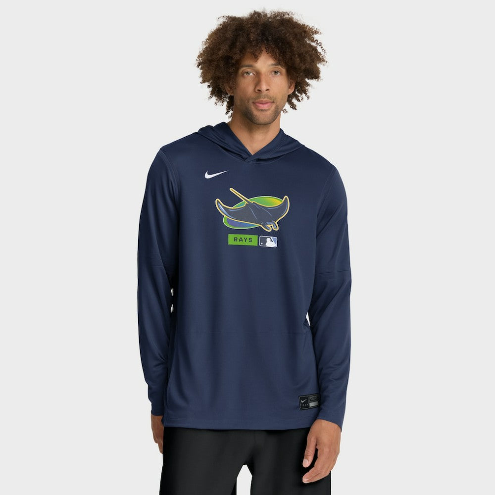 Tampa Bay Rays Nike Authentic Collection Dri-FIT Long Sleeve Hooded T-Shirt - Navy T-shirts
