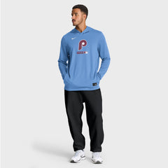 Philadelphia Phillies Nike Authentic Collection Dri-FIT Long Sleeve Hooded T-Shirt - Light Blue T-shirts
