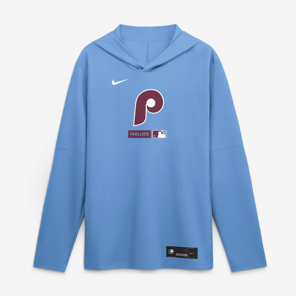 Philadelphia Phillies Nike Authentic Collection Dri-FIT Long Sleeve Hooded T-Shirt - Light Blue T-shirts