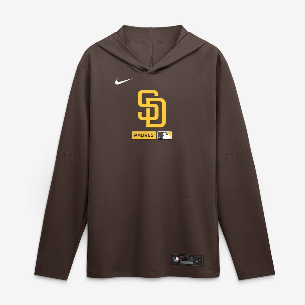 San Diego Padres Nike Authentic Collection Dri-FIT Long Sleeve Hooded T-Shirt - Brown T-shirts