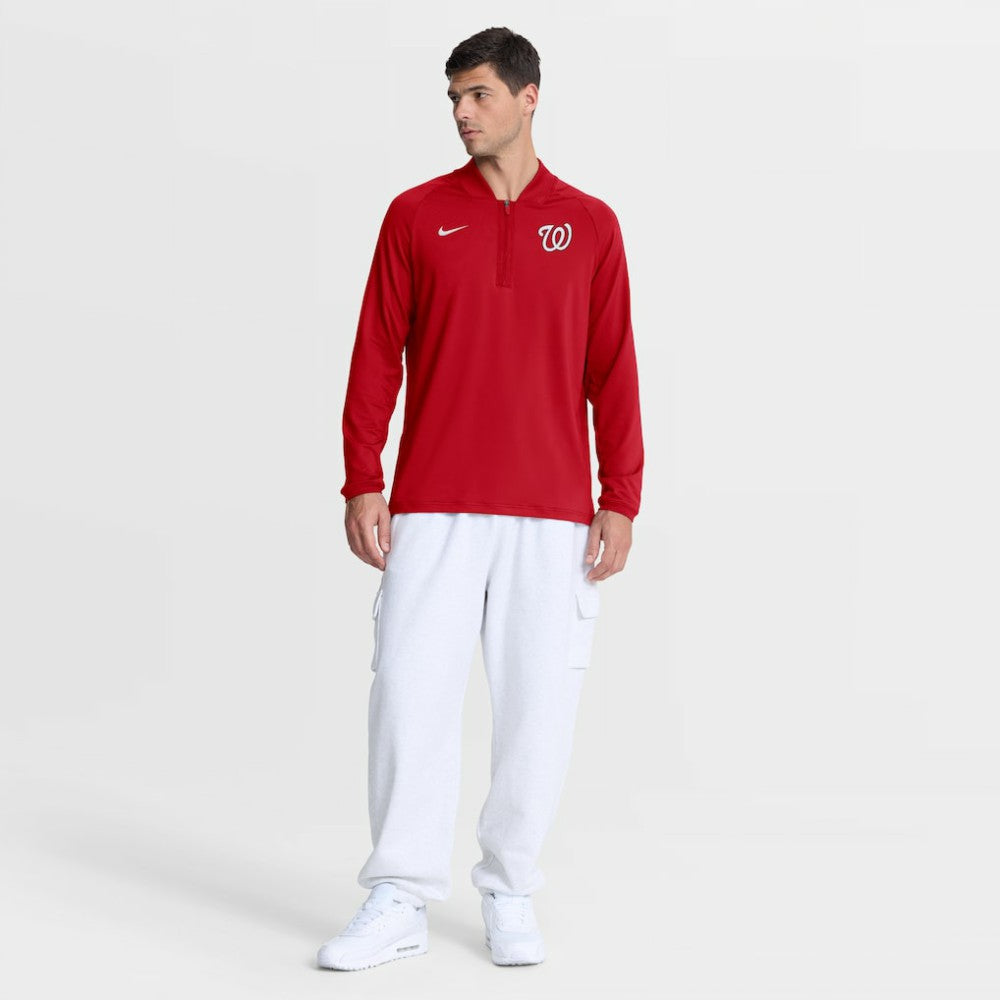 Washington Nationals Nike Authentic Collection Dri-FIT Raglan Half-Zip Pullover - Red Pullover