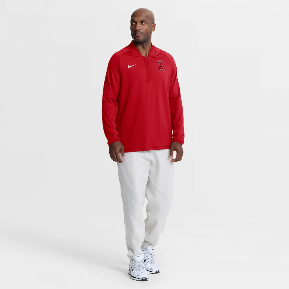 Los Angeles Angels Nike Authentic Collection Dri-FIT Raglan Half-Zip Pullover - Red Pullover