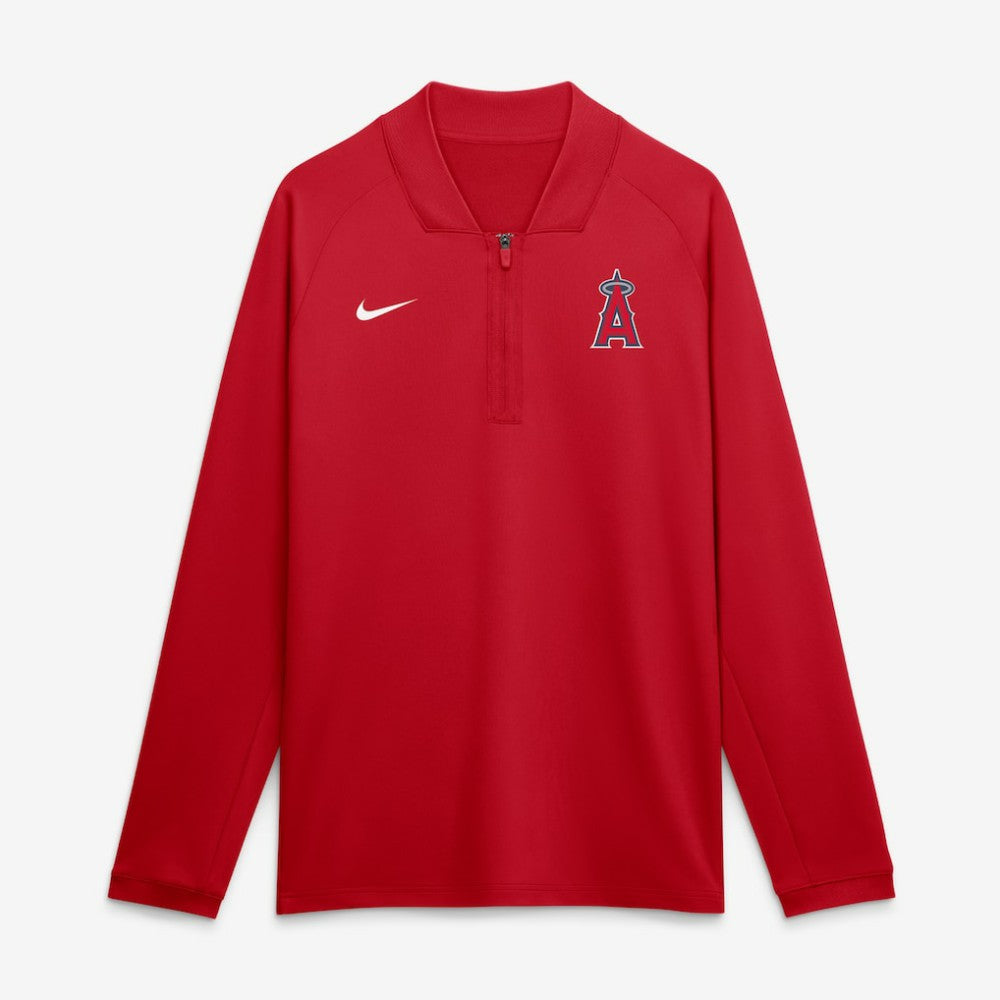 Los Angeles Angels Nike Authentic Collection Dri-FIT Raglan Half-Zip Pullover - Red Pullover