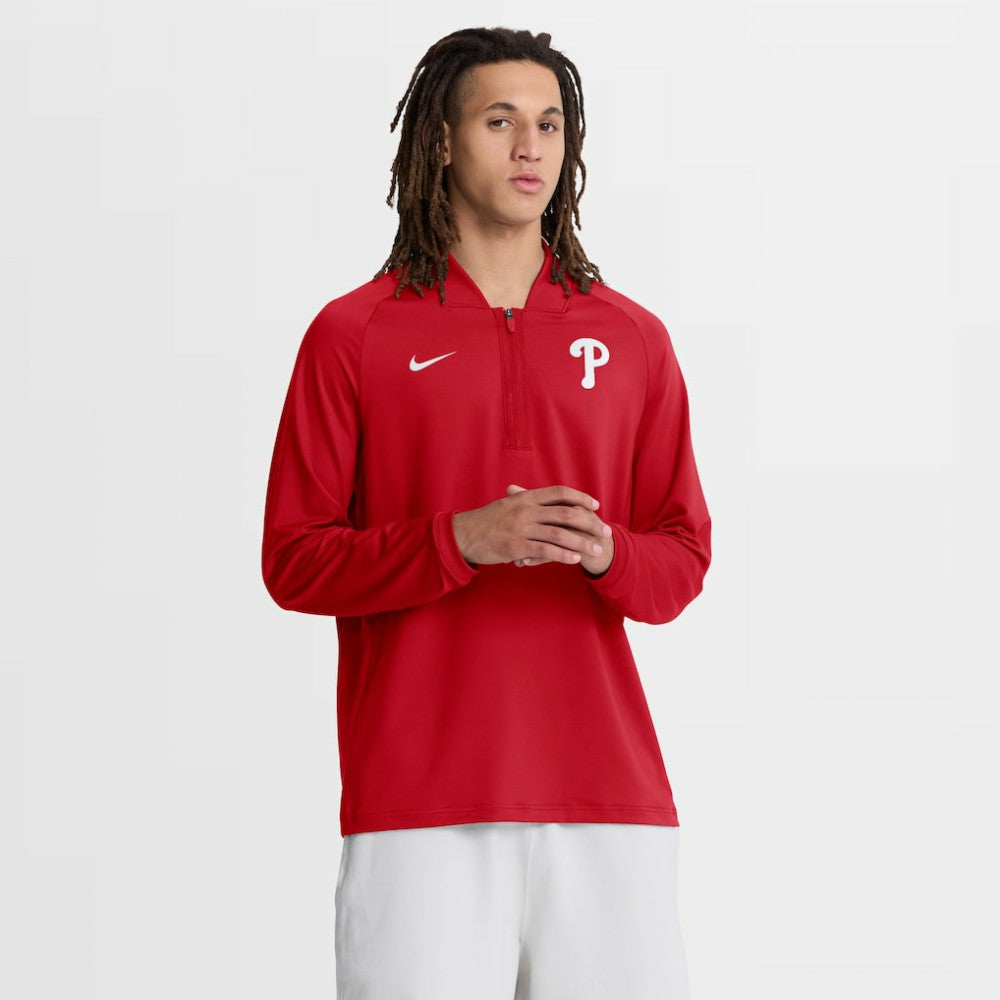 Philadelphia Phillies Nike Authentic Collection Dri-FIT Raglan Half-Zip Pullover - Red Pullover