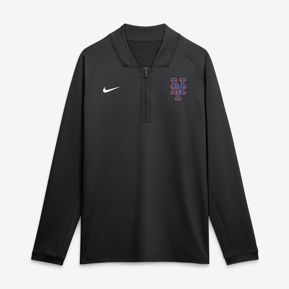 New York Mets Nike Authentic Collection Dri-FIT Raglan Half-Zip Pullover - Black Pullover