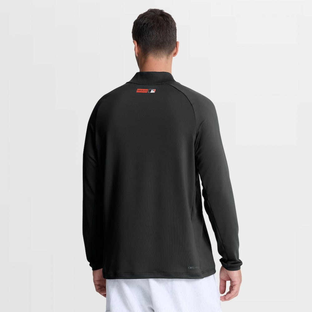 Baltimore Orioles Nike Authentic Collection Dri-FIT Raglan Half-Zip Pullover - Black Pullover