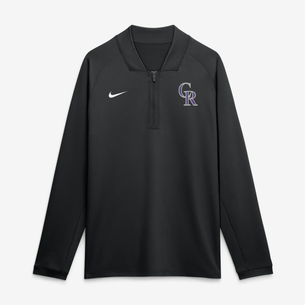 Colorado Rockies Nike Authentic Collection Dri-FIT Raglan Half-Zip Pullover - Black Pullover