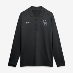 Colorado Rockies Nike Authentic Collection Dri-FIT Raglan Half-Zip Pullover - Black Pullover