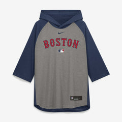Boston Red Sox Nike Authentic Collection Flux Dri-FIT Raglan 3/4-Sleeve Hooded T-Shirt - Gray T-shirts