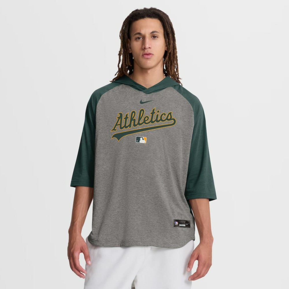 Athletics Nike Authentic Collection Flux Dri-FIT Raglan 3/4-Sleeve Hooded T-Shirt - Gray T-shirts